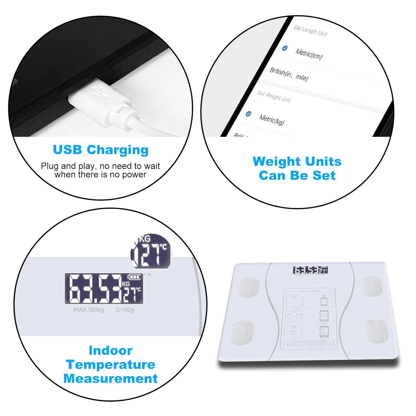 Body Weight, Fat and Body Composition Scale Smart Analyzer